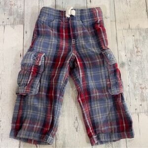 Mini Boden Plaid Flannel Cargo Pull On Pants 2Y